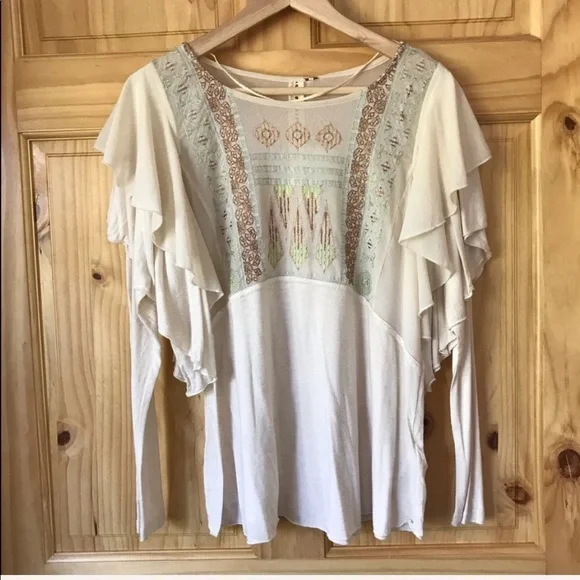 FREE People La Cienga embroidered southwestern boho top size medium - Picture 3 of 8